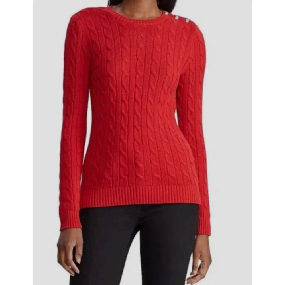 Lauren Ralph Lauren Cable Knit Cotton Blend Sweater Size XL